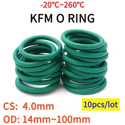 10pcs CS 4.0 mm OD 14~100 mm Green FKM Fluorine Rubber O Ring Sealing Gasket Insulation Oil High Temperature Resistance Green