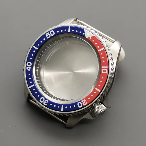 Caja de reloj plateada SKX007 de 42mm, cristal de zafiro plano apto para NH35 NH36 4R 6R 7S, movimiento de 28,5mm, piezas de reparación de caja de reloj para hombre