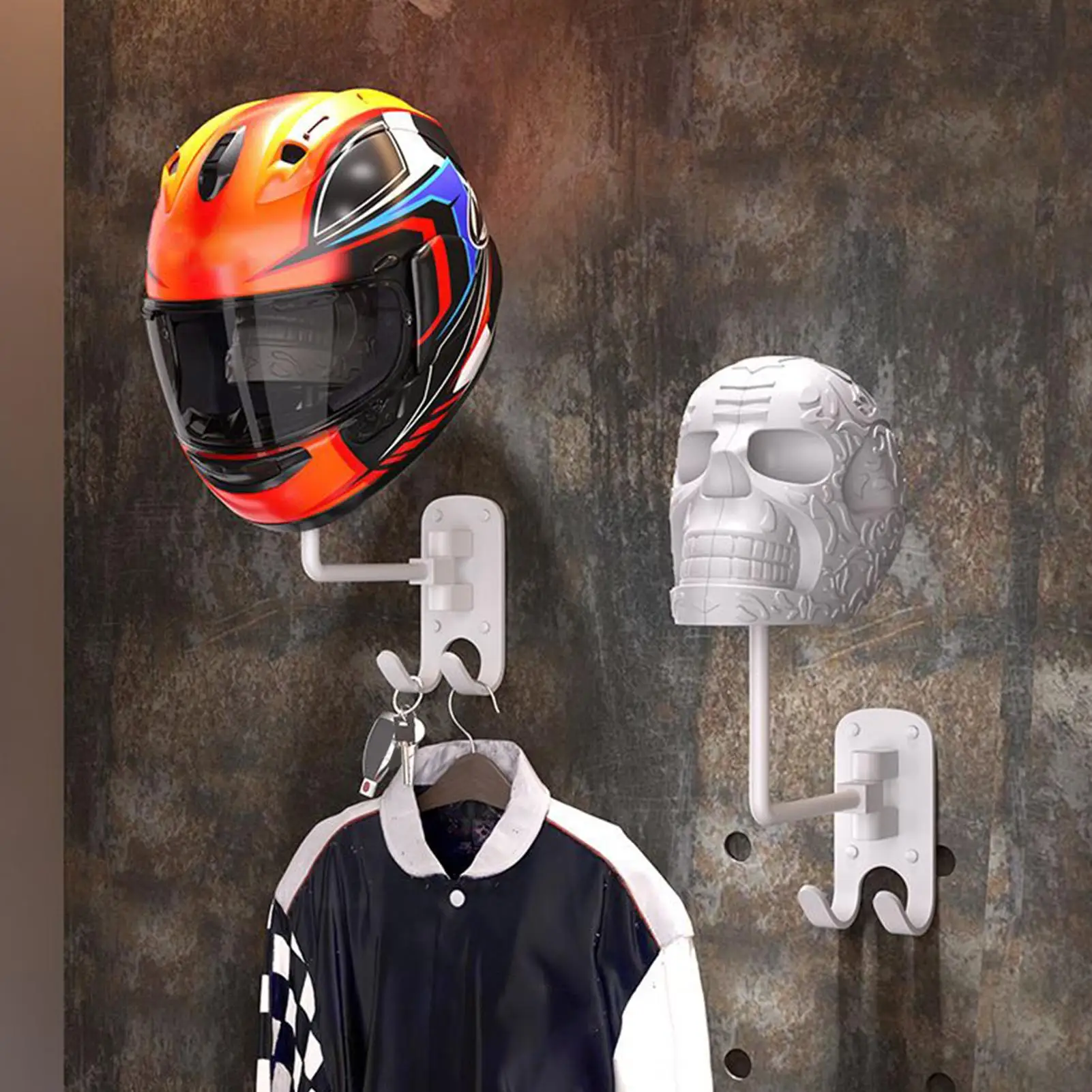 ヘルメットホルダー-ウォールマウント-スカルハットディスプレイハンガー-ウォールマウント-衣類ヘルメットホルダー-男性用-女性用-寝室-ガレージ-リビングルーム用