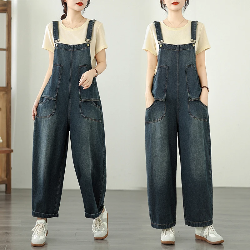 Plus Size Vrouwen Afslanken Een Stuk Jeans Casual Losse Negen Stuk Faionable Rechte Pijpen Broek Artistieke Pendelen Sle