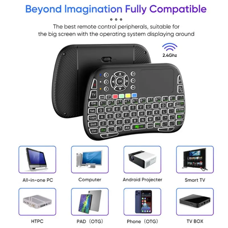 Efficient Mini Voice Bluetooth Keyboard With Touchpad, IR Learning, Backlight, 2.4G & BT5.0 Wireless Remote For PC Android