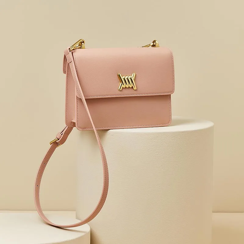 New Women's Genuine Leather Small Square Bag Shoulde and Crossbody  with Niche Design and High-end Luxurious Style