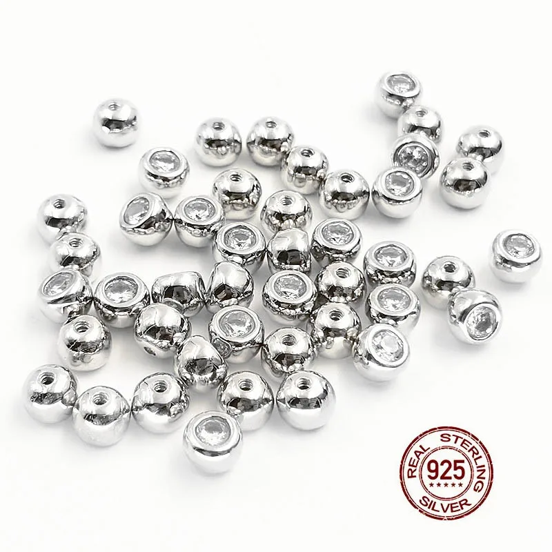 1Pcs Zircon Charms Tops for Navel Piercing 925 Sterling Silver Belly Button Ring Screw Cap for 1.5mm Belly Rings Accessories