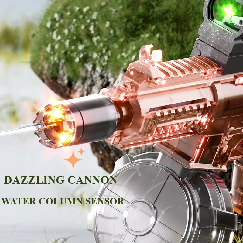 Pistolet à eau électrique M416 avec silencieux Flash, jouet de tir entièrement automatique, bataille d'eau en plein air pour la plage, cadeaux pour enfants et adultes