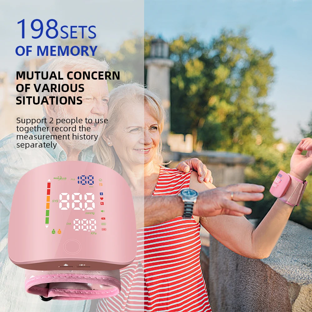 LED Rechargeable Wrist Blood Pressure Monitor English/Portuguese/Spanish/Arabic Voice Broadcast Tonometer BP Monitor Best Gift
