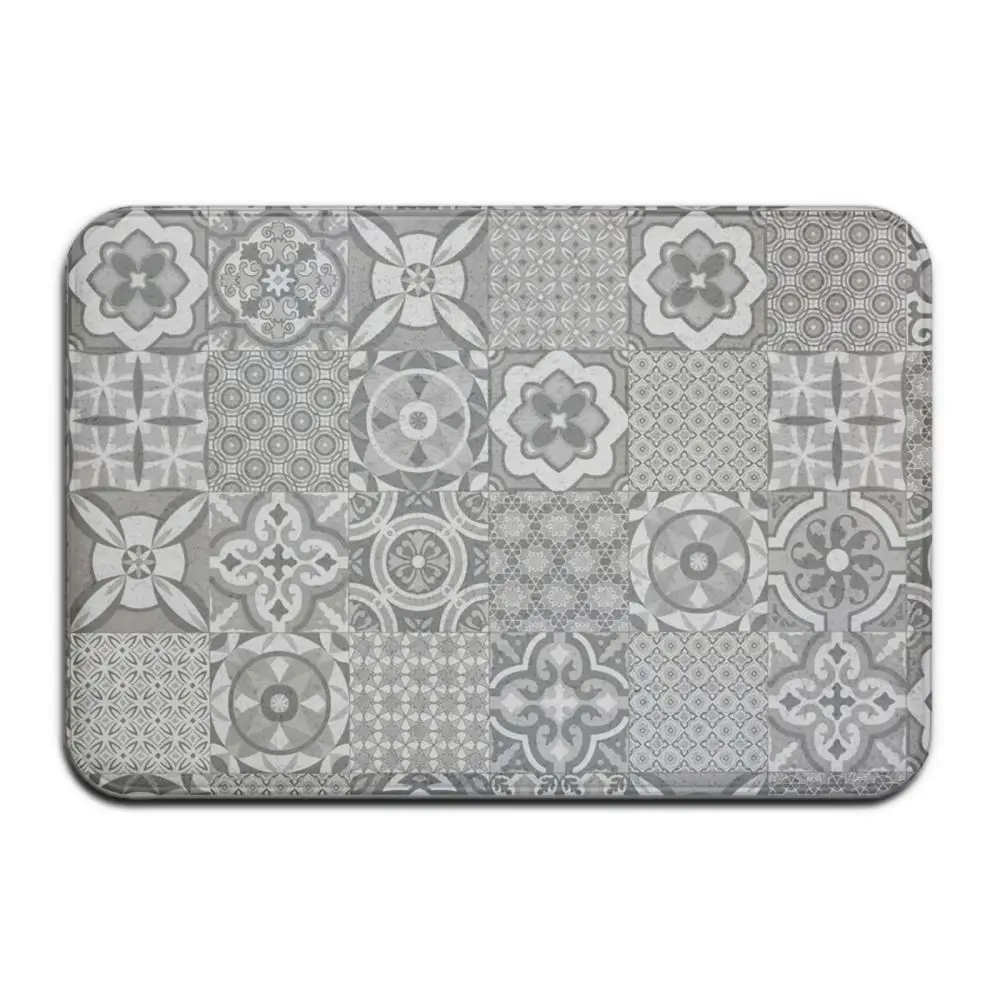 Gray Bohemian Mandala Flower Carpet Polyester Rug Non-slip Floor Mat Doormat For Bedroom Kitchen Door bathroom decoration