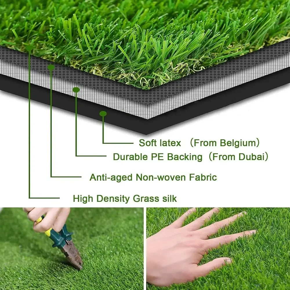 1.38 High-Density Artificial Grass Rug, 6ft x 7ft, Suitable for Indoor and Outdoor Use, Realistic and Durable for Pets and Lands