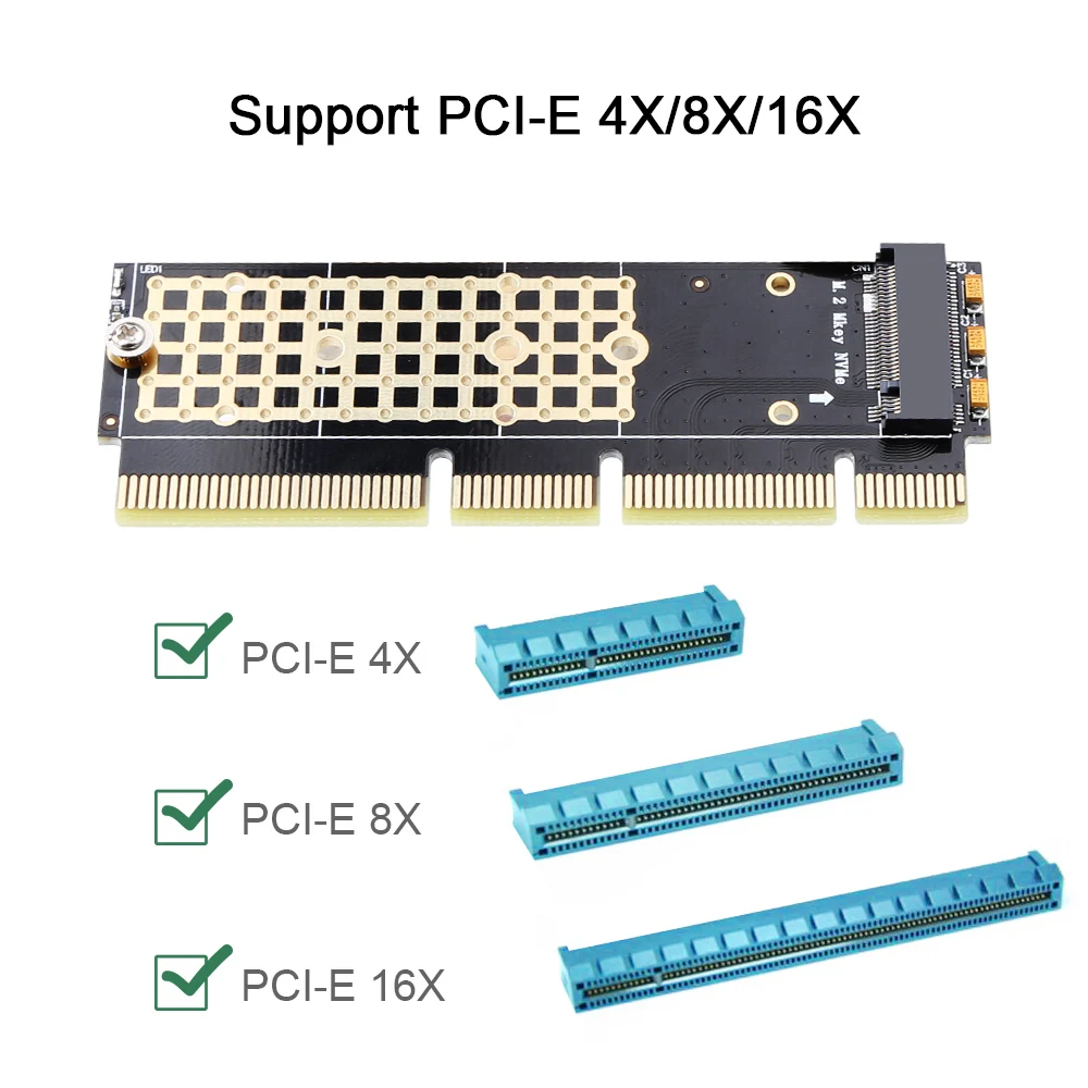 Zexmte NVME Adapter PCIe 16x M.2 NVMe Adapter M.2 to PCIE3.06 Expansion Card Hard Drive Adapter Support PCIe x4x8x16 Slot A Pci