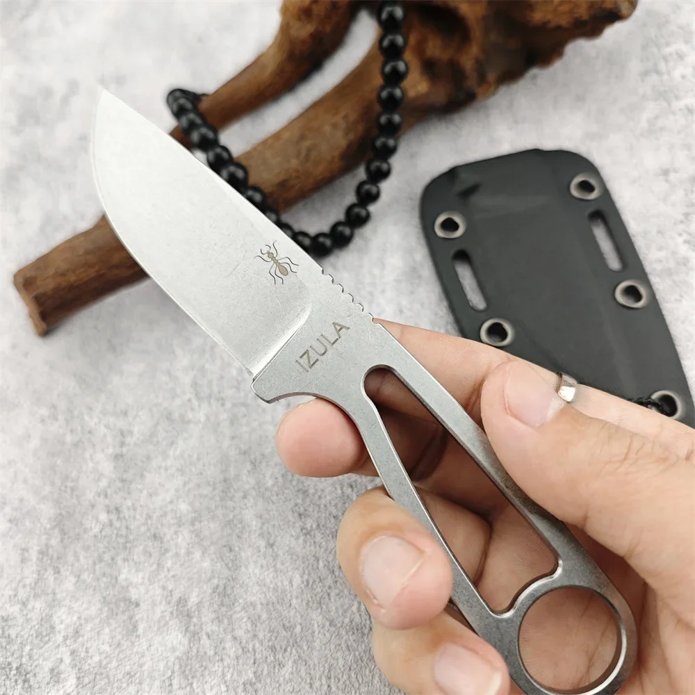 Ant IZULA Straight Knife Camping Hunting Knife 8Cr13mov Fixed Blade Hollow Handle with Kydex Sheath Outdoor EDC Tactical Knife image 3
