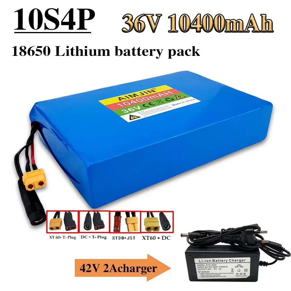 

36V 10S4P 10400mAh 18650 built-in battery, suitable for 500W 750W electric skateboard commuting tool battery pack, with BMS.