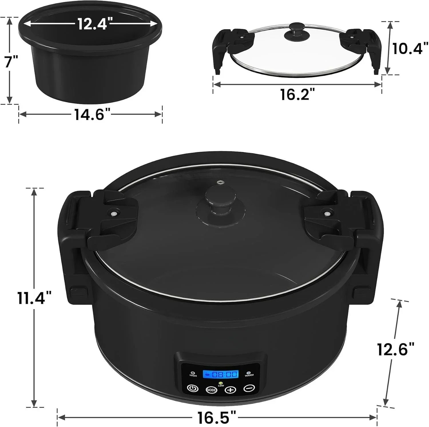 8.5 Quart Programmable Slow Cooker: Multi-Cooker Food Warmer with Locking Lid & Digital Timer, Adjustable Tempature Control