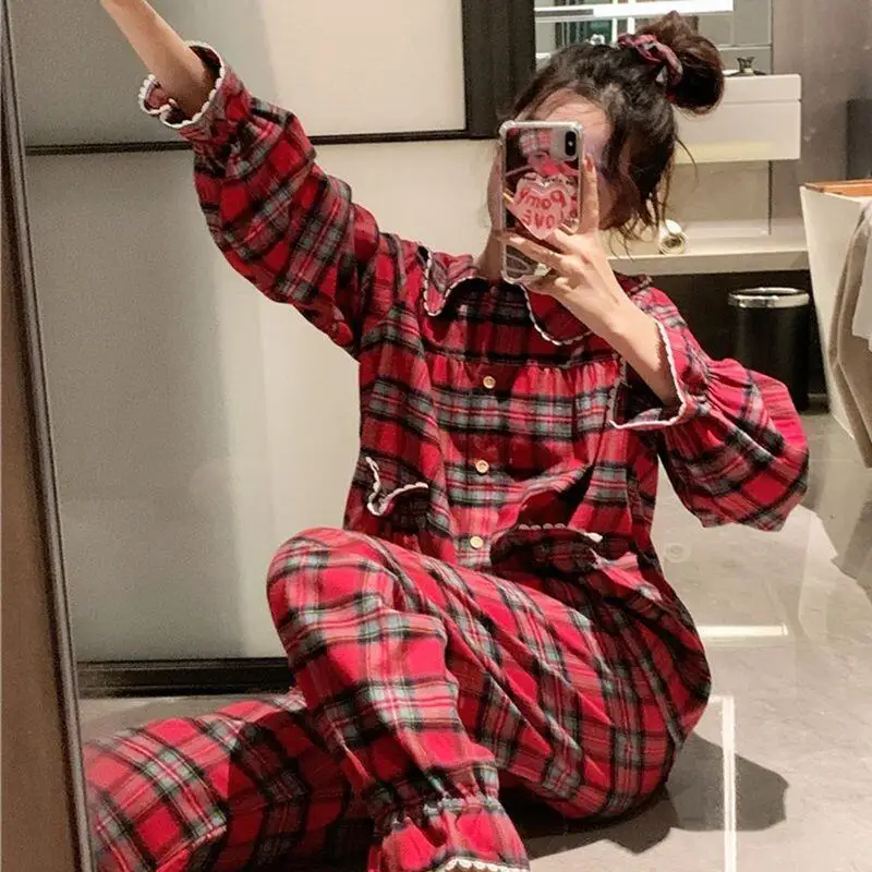 

Сексуальный пижамный комплект, новый кукольный воротник с длинными рукавами, домашняя одежда, уличная одежда, модная домашняя одежда, комплекты брюк, женская одежда, распродажа