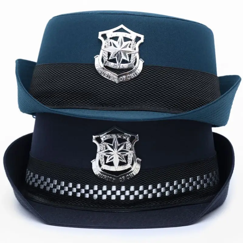 Women's rolled-up security guard hat Navy blue security cosplay hat