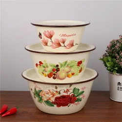 Old-style thickened kitchen enamel flat cover cover basin with cover deepen basin lard basin dumpling stuffing basin cover bowl