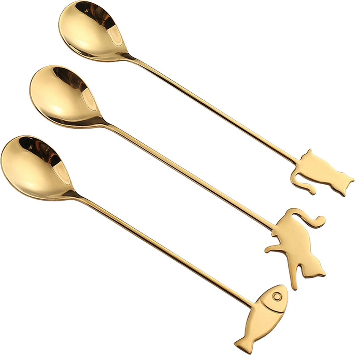 Dessert Ice Cream Drinking Stainless Steel Fish Cat Milk Spoon Teaspoon Coffee Accessories Stirring Tool