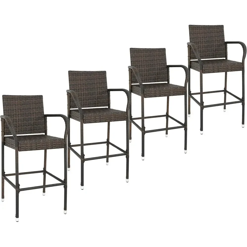 

Всепогодные уличные барные стулья из ротанга с подлокотниками для обеденной зоны на террасе