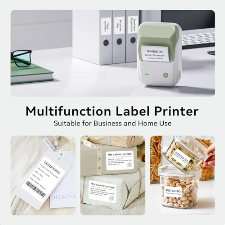 B1 Label Maker hine with Tape Thermal Label Printer Easy to Use for Office Home Busin 2 Inch Label Maker with 2'' x1.18'' Label