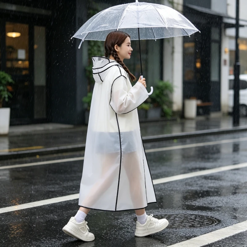 Adults' Long Full-Body Rain Poncho, Waterproof Raincoat for Men & Women, Ideal for Electric Bike Commuting & Hiking