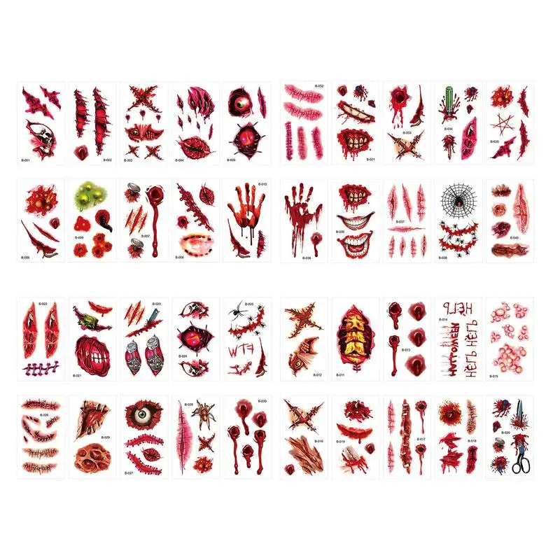 

Halloween Temporary Sticker Creative Fun Facial Makeup Sticker Halloween Masquerade Horror Face Sticker 10 PCS Fake Scar Prank