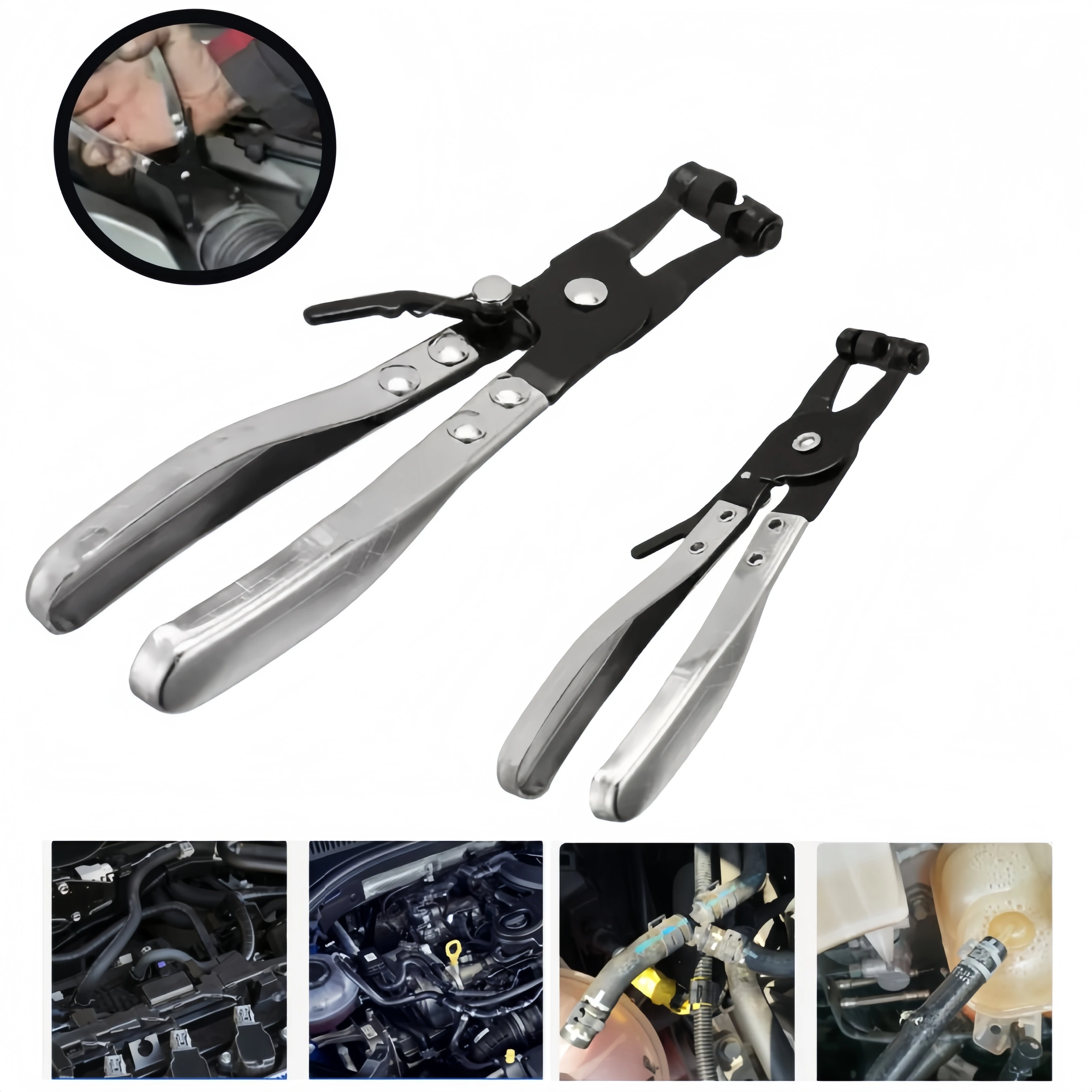 Labor Saving Straight Throat Hose Clamp Pliers Auto Tube Bundle Removal Swivel Jaw Locking Tool Heavy Duty Flat Band Clamps