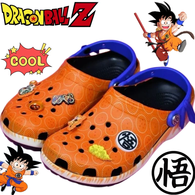 Klapki Dragon Ball Son Goku, kreatywne, z atrakcyjnym nadrukiem kreskówkowym, unisex, miękkie, antypoślizgowe, do noszenia na zewnątrz, z zakrytymi palcami.