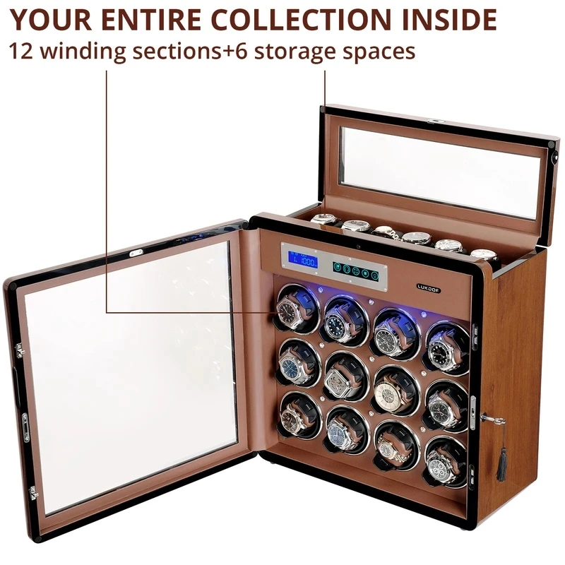 Watch Winder Safe Box Cabinet Case For Mechanical Watches,Luxury Automatic Vault Storage With Motor,Slots Holder For Watches view 2