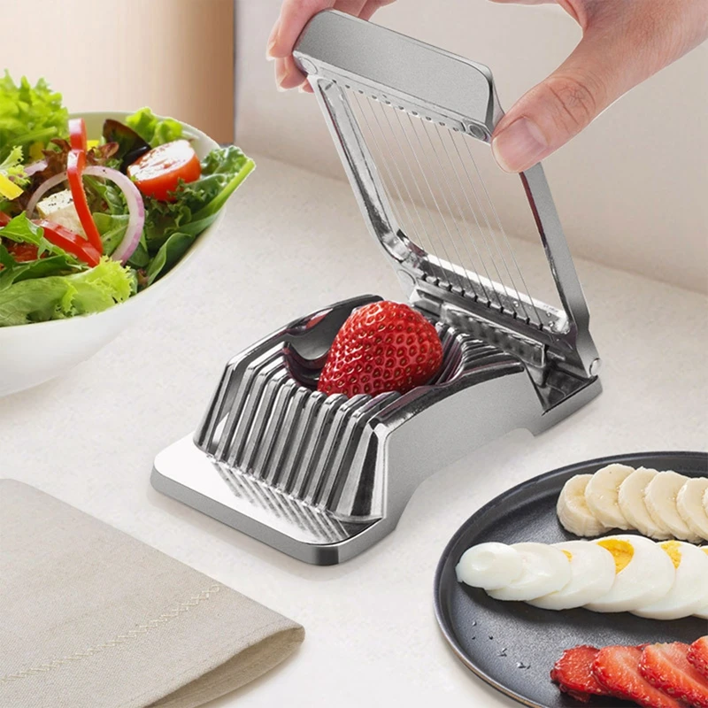 Egg Slicer Chopper Aluminium Alloy Egg Cutter Household Multi-function Slicer, Peeled Egg Divider Kitchen Gadget Segmentation