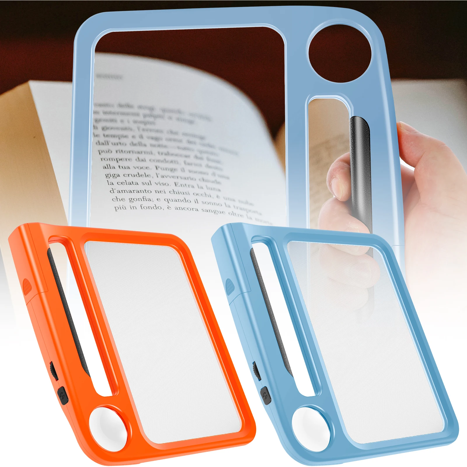 

Large Rectangle Magnifying Glass 5X 10X Handheld Magnifying Glass Page Reading Magnifier 48 LED 3 Modes Adjustable Lighted