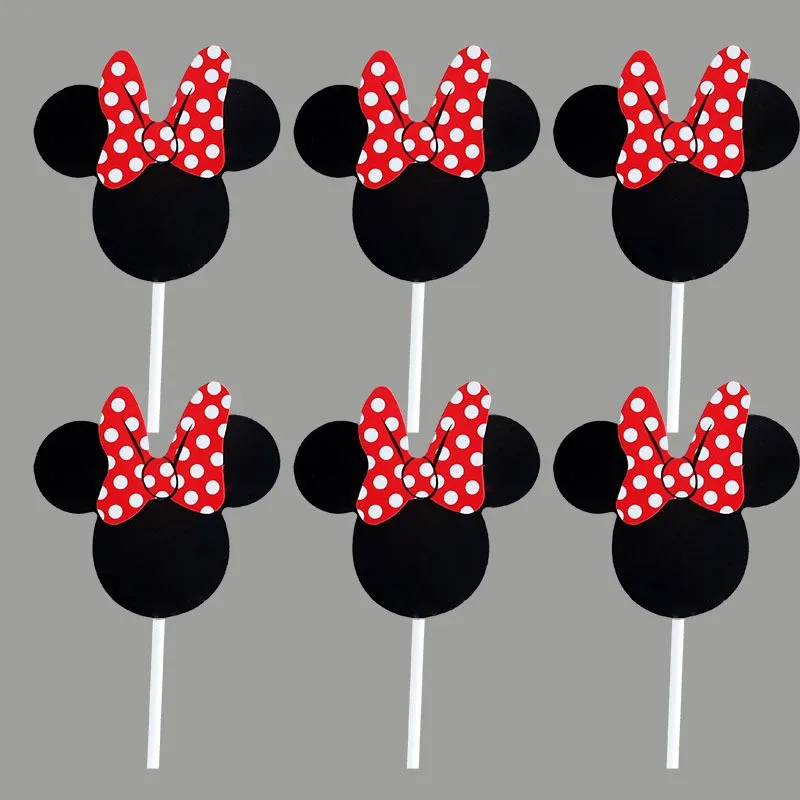 5 pieces/set of anime, Disney red and black themed Mickey and Minnie plugins, birthday party cake decoration