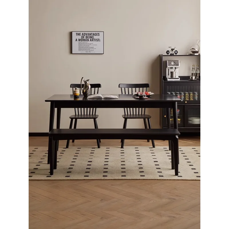 

Solid wood long stool, black long stool, simple household high-value dining bedside stool, leisure bench