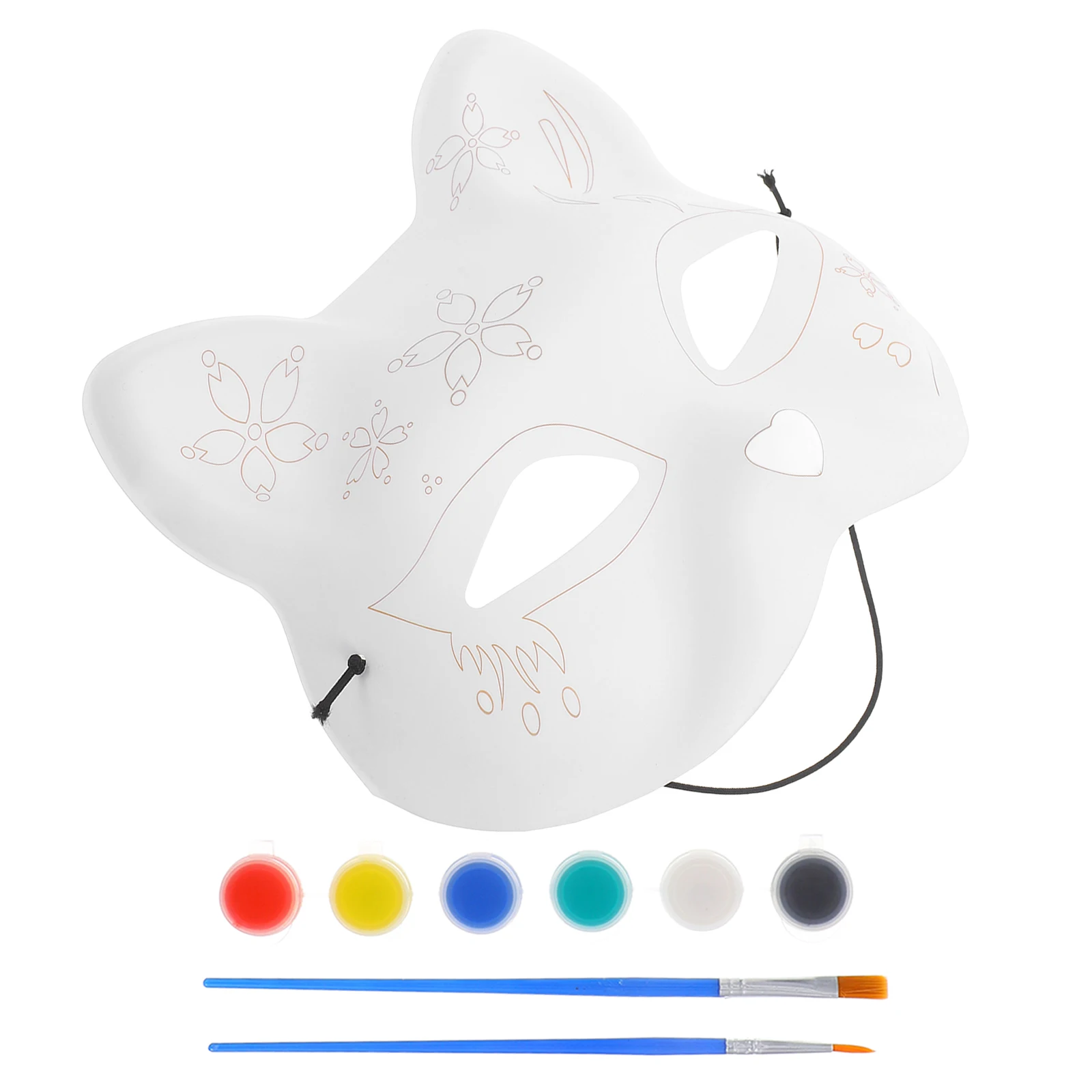 

1 Set Blank Cat For Halloween Masquerade Carnival Foxy Unfinished Hand-Painting Craft Decoration Art Performance Cosplay Set Diy