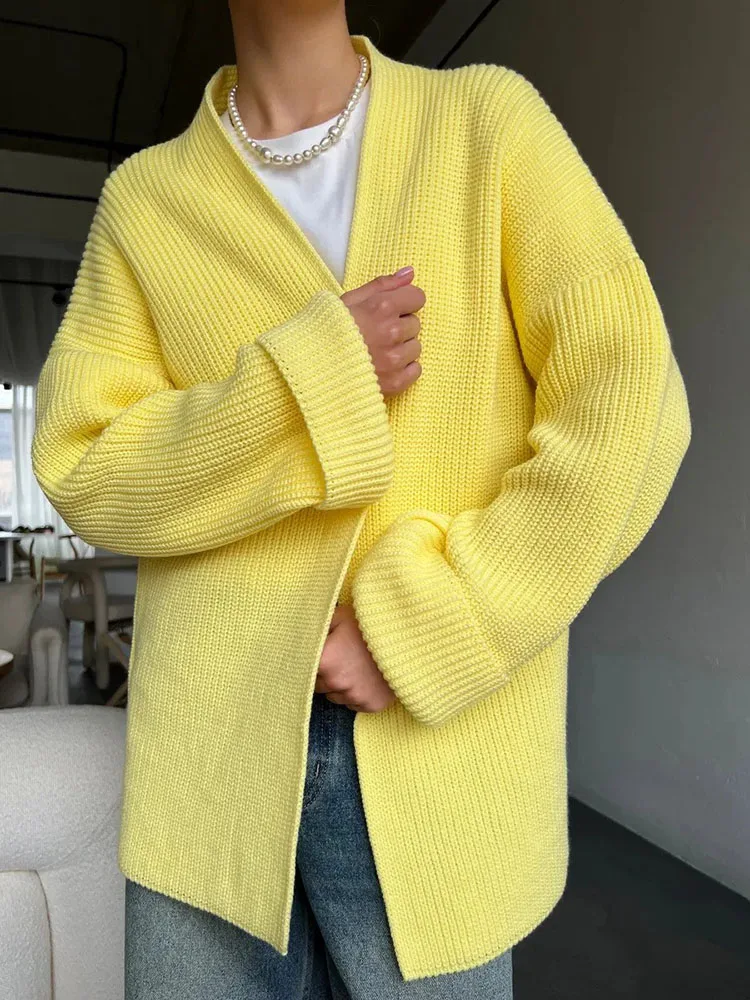 

Lazy Style Belted Knitted Top Coat Casual Warm Loose Cardigan Sweater Coat Women's Korean Trendy Autumn Winter Clothing Harajuku