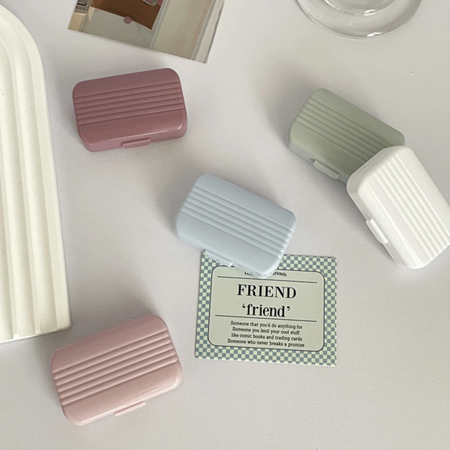 Portable Glasses Case Retro Simple Candy Color Compact Contact Lens Case Partner Box Pupil Care Flip Cover