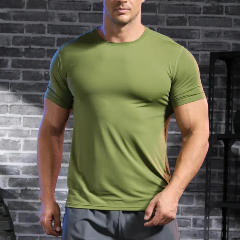 

Men's Spring Summer Running Training Short Sleeve Outdoor Jogging Sports T-shirt Quick-drying Casual Top Gym Fitness Tee Costume