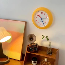 Plastic Yellow Modern Wall Clock Cute Living Room Home Decoration Table Clock Creative Gift Kids Bedroom Silent Clock