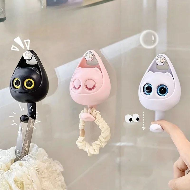 

Cartoon Creativity Winking Cat Magnetic Key Hook Cute Animal No Punch Storage Hooks Kitchen Home Coat Rack Self-adhesive Hooks