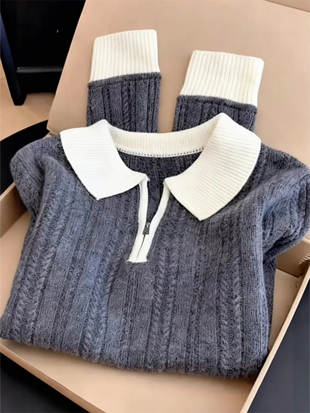 

Retro Casual Color Blo Ne Knitwear ort Sle Women's Autumn Winter New Simple Match Slimming Top Soft Comfortable