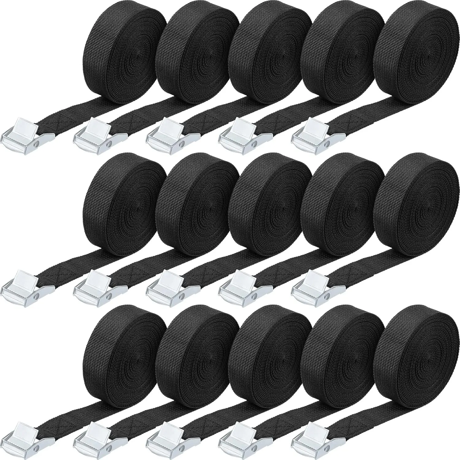 

Lashing Straps 4FT 15 Pack, 250lbs Cam Buckle Straps for Kayak Cargo Luggage Motorcycle Truck Roof Rack Surfboard