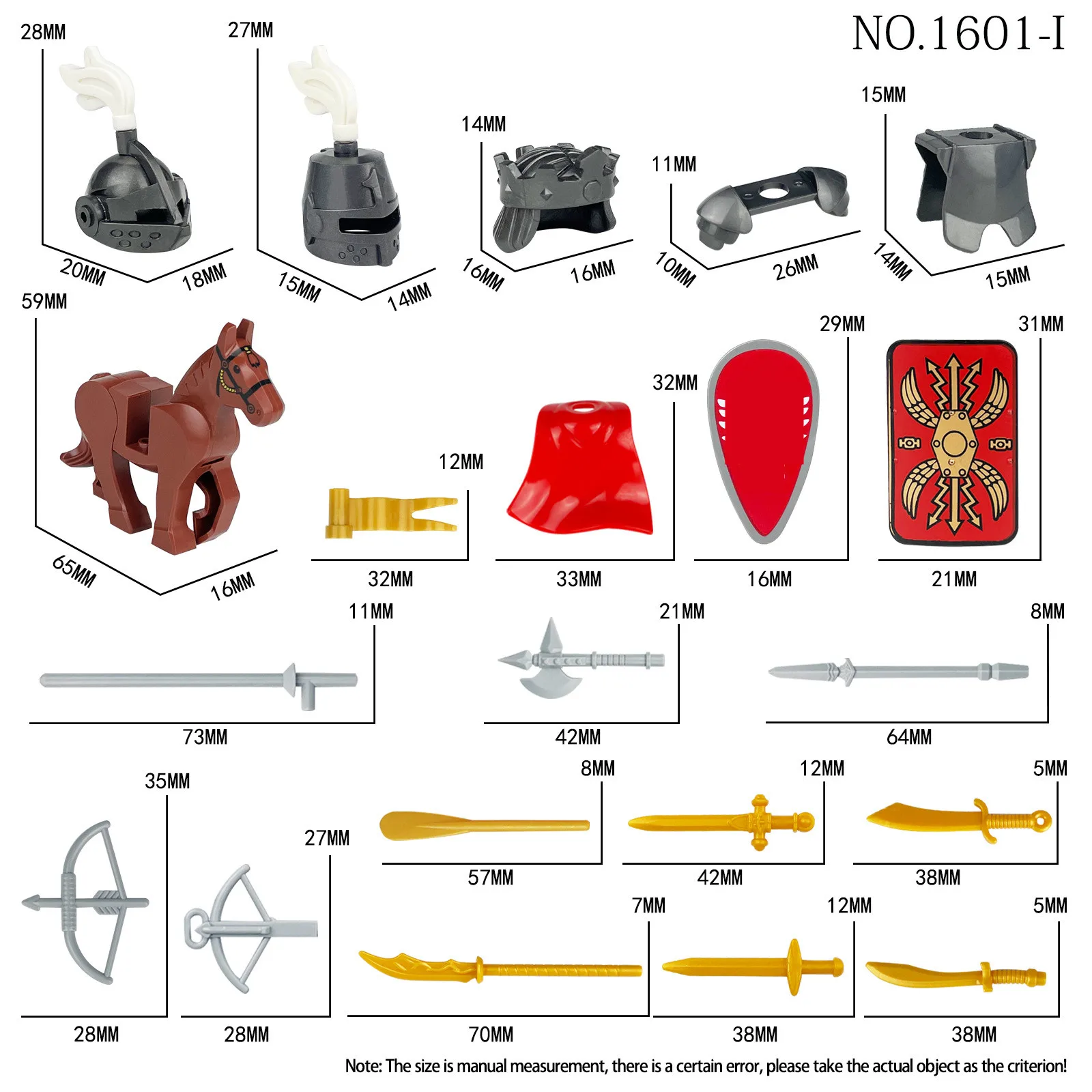 Medieval Black Eagle Knights Armor Blocos de Construção, Castelo Militar, Armadura Ombro, Acessórios Cavalo De Guerra, Arma Tijolos Brinquedo