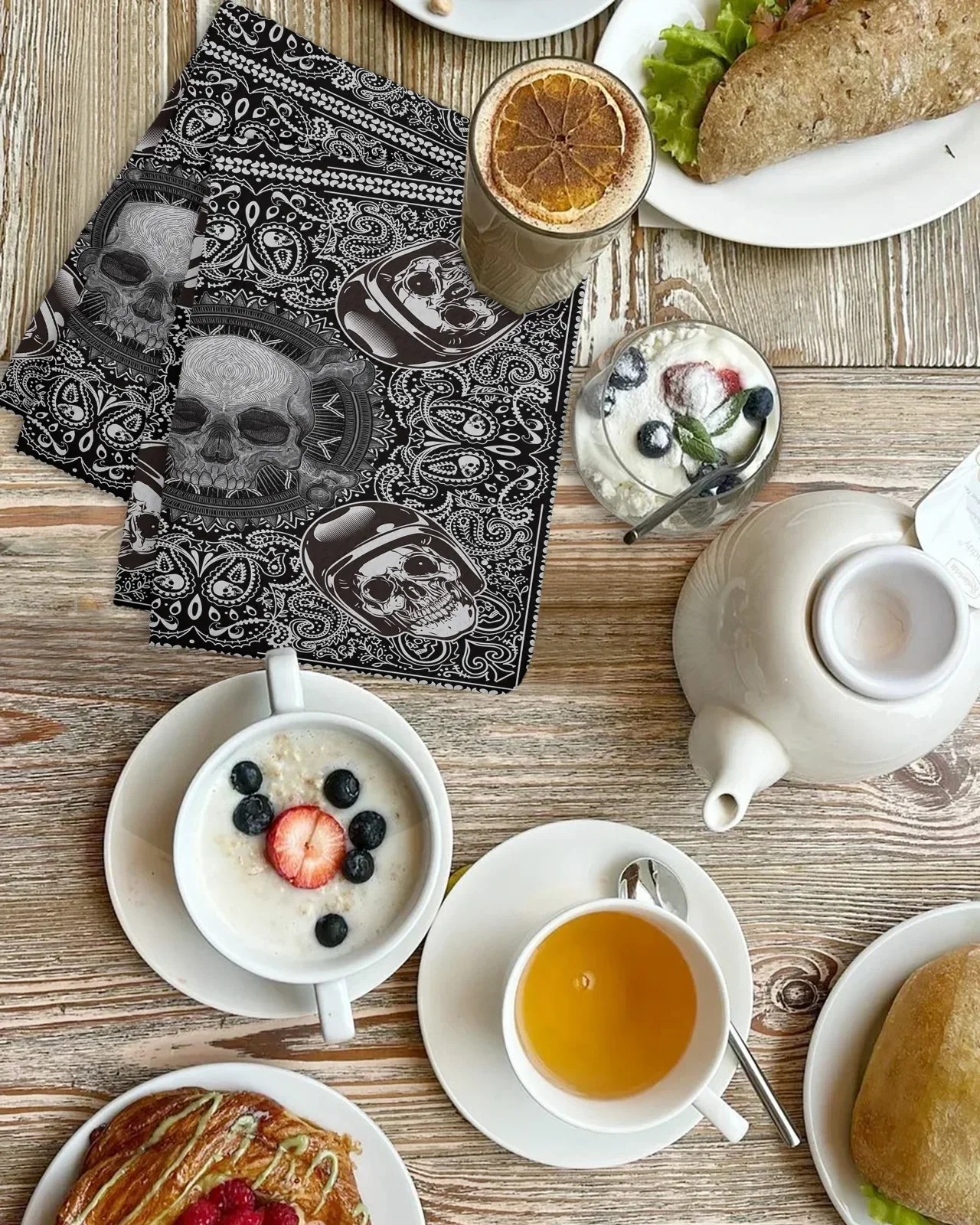 Paisley Pattern Skull 2/3/4PCS Absorbent Rag Kitchen Cleaning Cloth Dish Towels Waffle Microfiber Wipe Duster