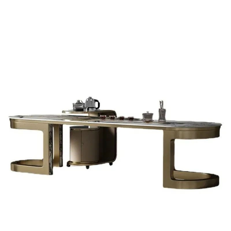 Modern rock slab Simple tea and chair combination integrated office 3 meters 2 large tea