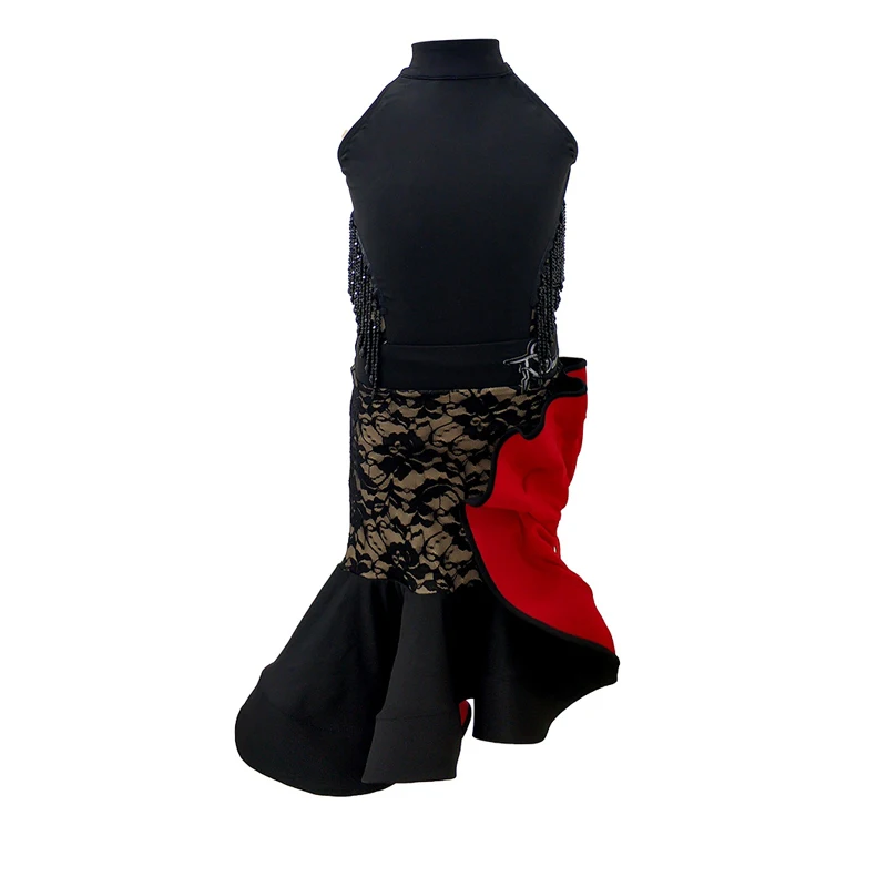 Abito da ballo latino senza maniche nero per ragazze Abiti da competizione di ballo latino Bambini Chacha Ballroom Dance Performance Wear SL10014