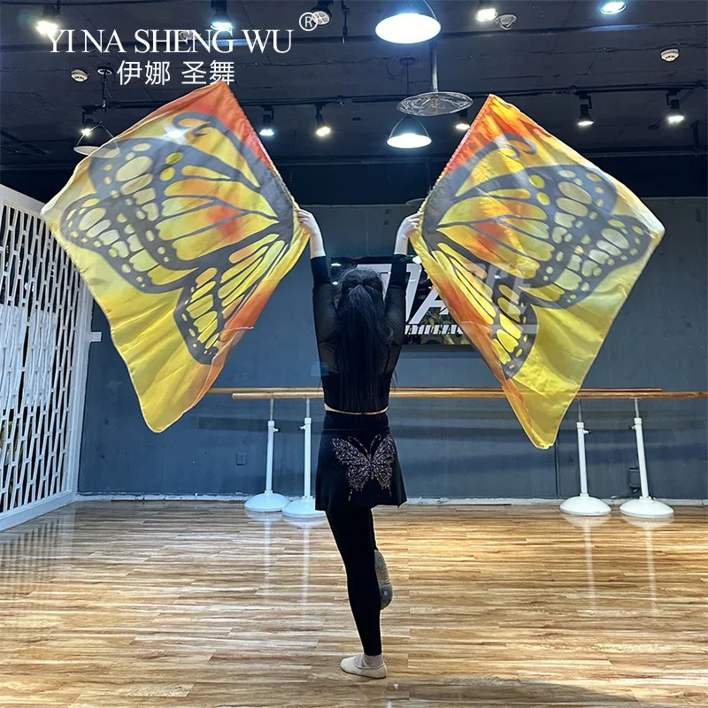 2 stücke Anbetung Flagge Banner Weiße Tauben Drucken Chiffon Schal Poi Band Mit Skalierbarer Stange Praxis Leistung Lob Dance Kirche