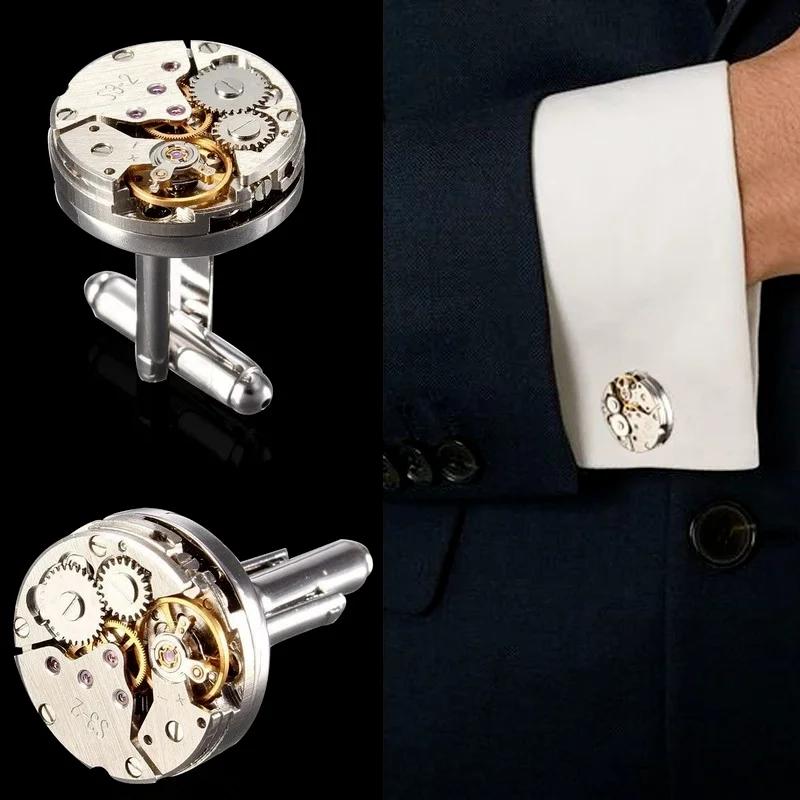 Cufflinks Deluxe Steampunk Men Cufflinks Vintage Watch Movement Shape Cufflinks Gift for Men/Father's Day/Anniversaries/Birthday