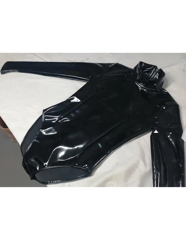 S-5XL الياقة المدورة نظرة الرطب PVC Catsuit لامعة بولي Leather الجلود ارتداءها الجوارب مثير تأثيري الجسم الدمى ملابس السباحة يوتار كلوبوير القمم #3