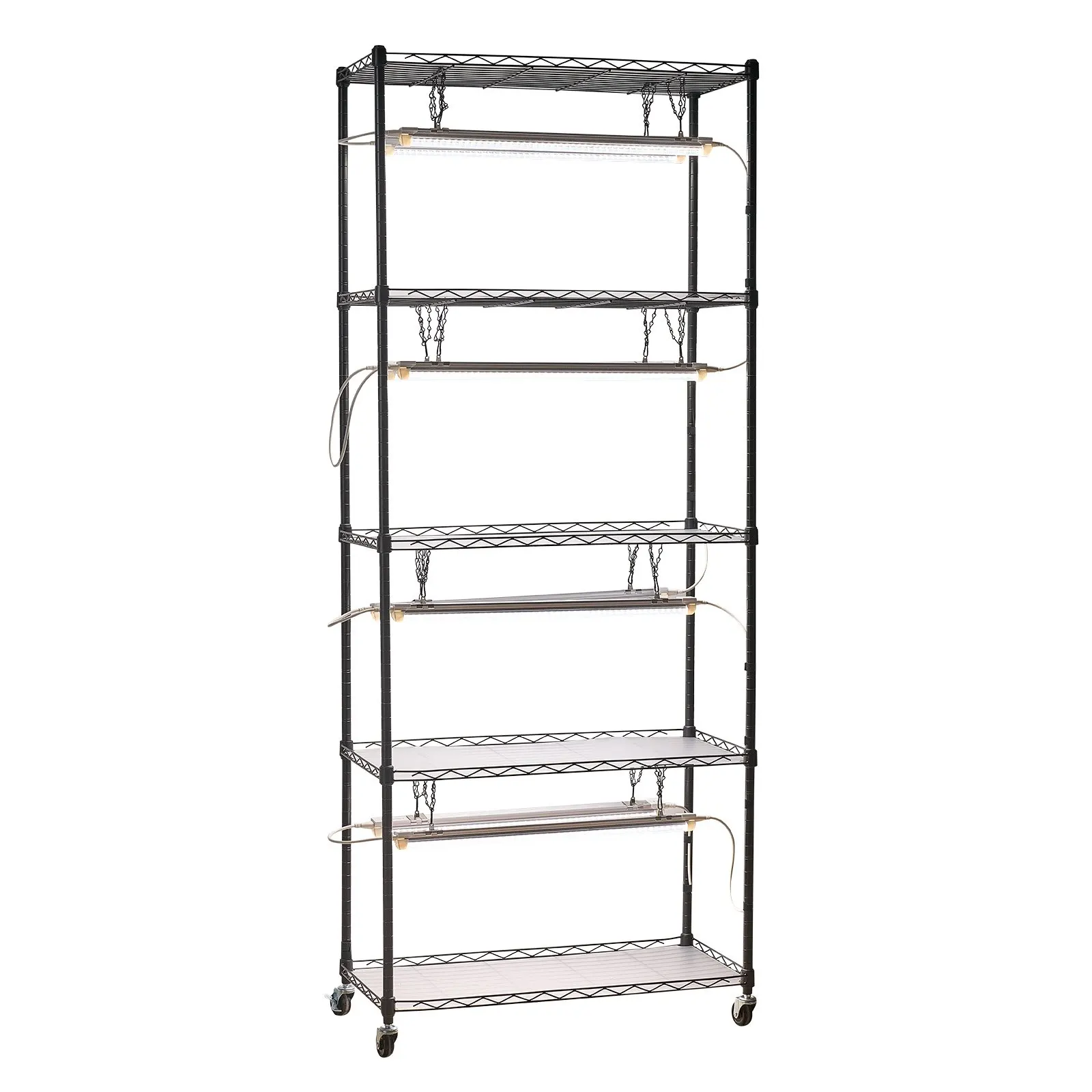 

Самодельная подставка для растений с фитолампами, 71 дюйм в высоту, для использования в помещении, на колесиках, с фитолампами полного спектра 192 Вт 5000K, усиленная конструкция