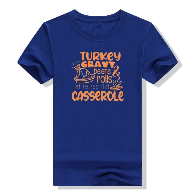 Thanksgiving T Shirt Funny Turkey Print Clothes Let Me See That Casserole Outfits Fall Thankful Funny Short Sleeve Tee Tops Gift