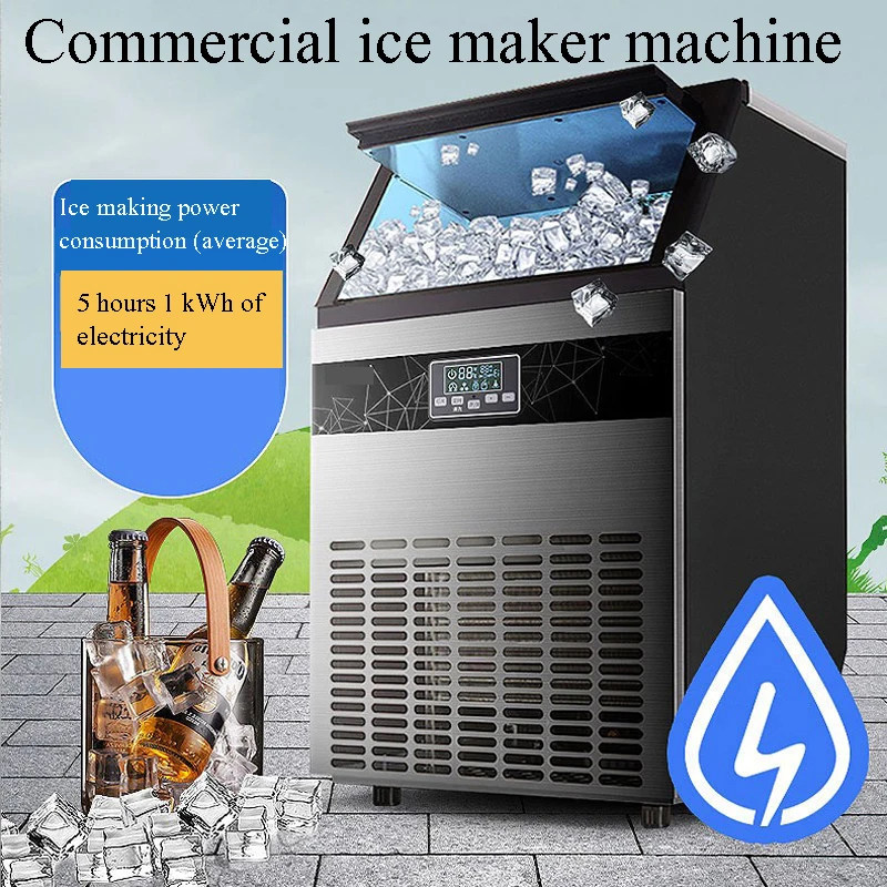 

PBOBP Ice Cube Maker Machine Commercial 80kg Automatic Countertop Block Ice Making Machines for Business Home Food Shop