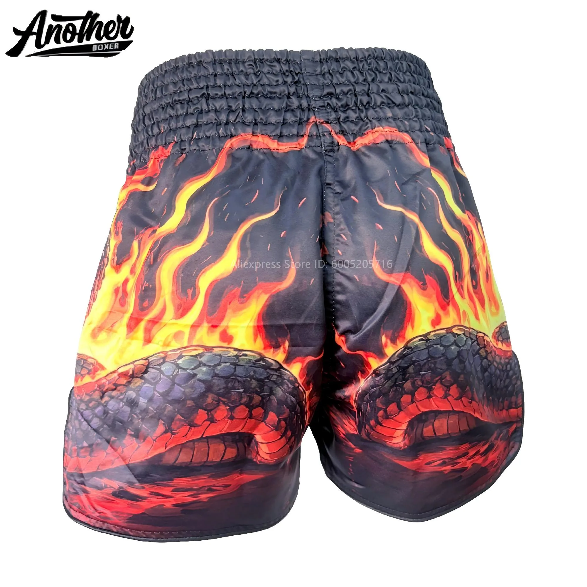 Fire Snake Muay Thai Shorts Quick Dry Elastic Waist Boxing Fight Shorts for Kickboxing MMA Gym Sparring Training Daily Bottoms