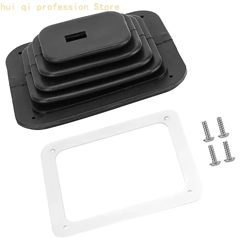 Konsolenöffnungs-Reparaturmanschette für GM350, Schalthebelabdeckung aus schwarzem Gummi mit Montagerahmen und Hardware-Set H8WE – Detail 9